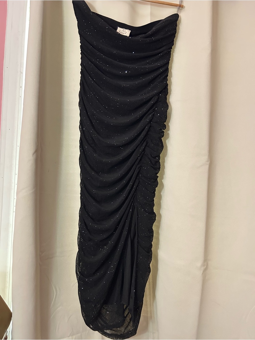 Black Ruched Sparkle Maxi Dress
